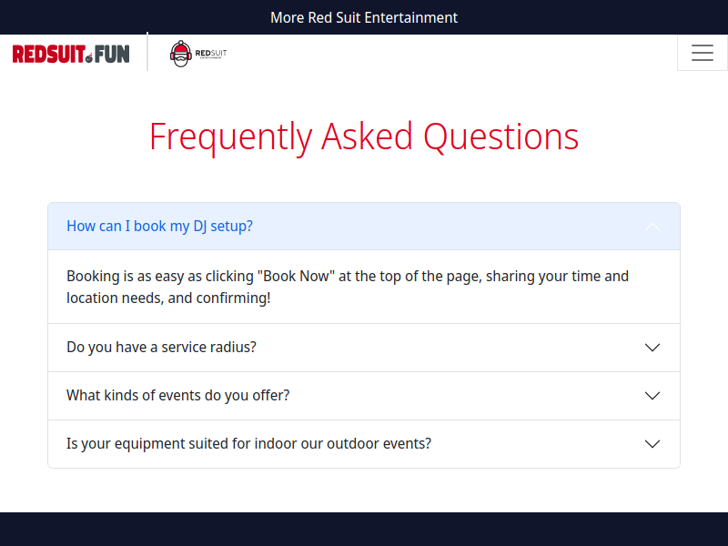 Red Suit Fun • Red Suit Entertainment - FAQ’s — RedSuit Fun